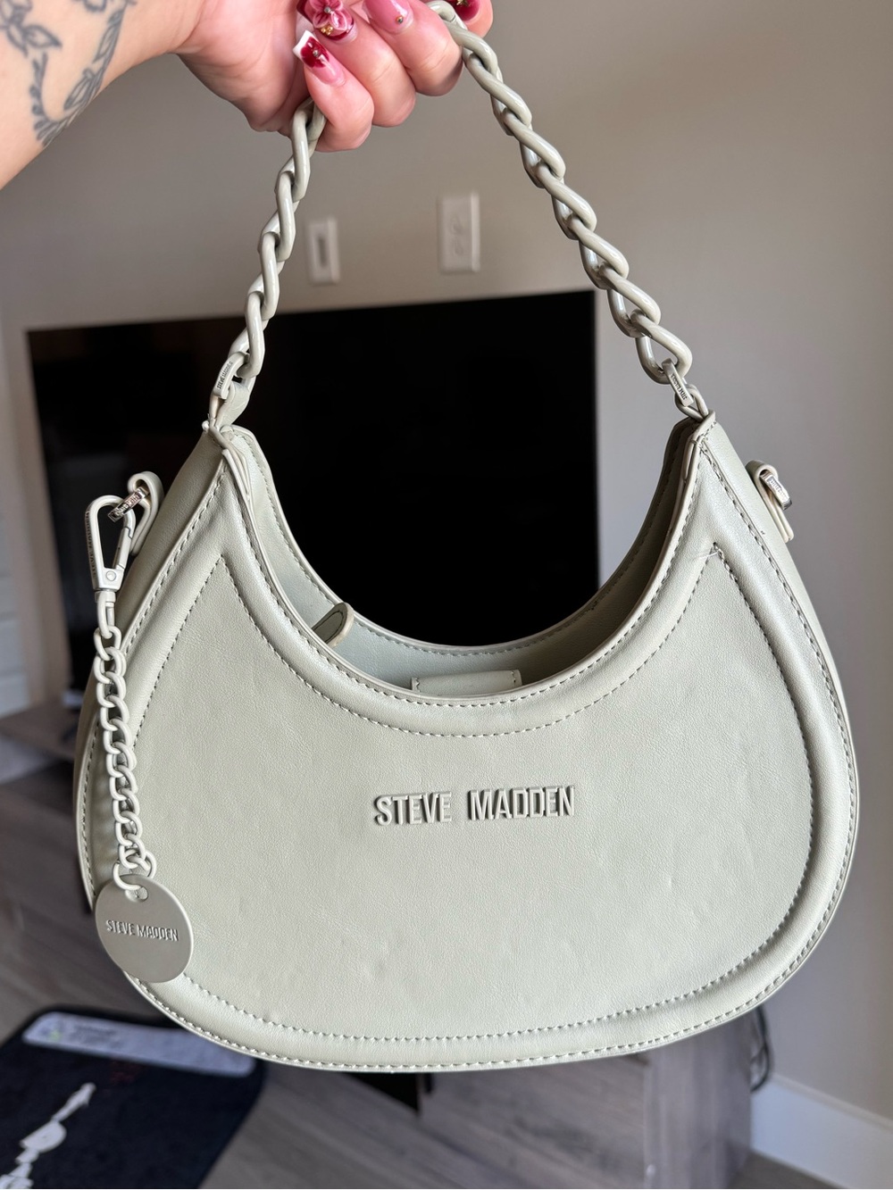 Steve Madden Pale Sage Mini Hobo with Chain Strap